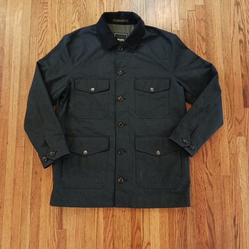 Todd Snyder English Oil Cloth Cruiser Jacket Navy Size M Waxed